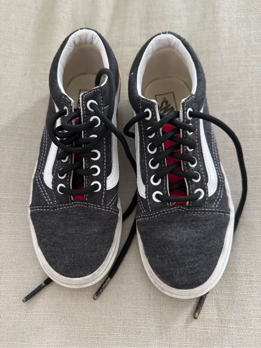 Vans Kids Black White Red Low-Top Sneakers
